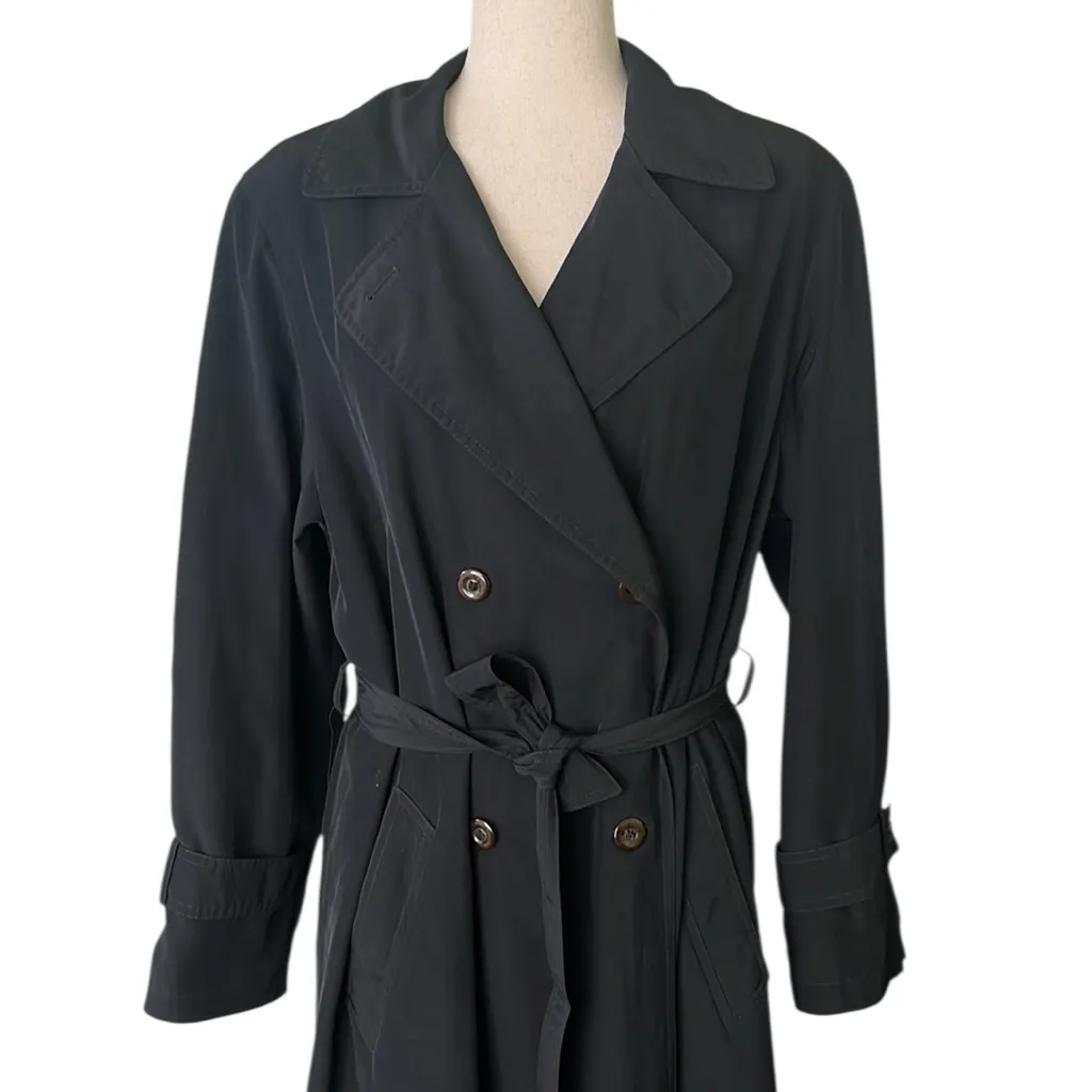 Utex Design Vintage Trench Coat With Belt Black Size 10 - Image 6