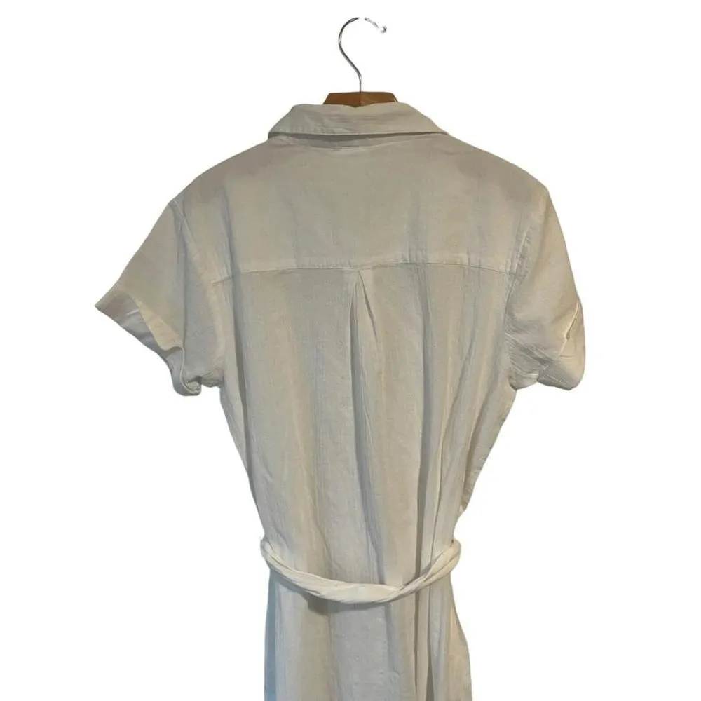 Becca Swim Cover Womens Large White Maxi Button Up Waist Tie Cabana Cover-Up NEW - Image 12