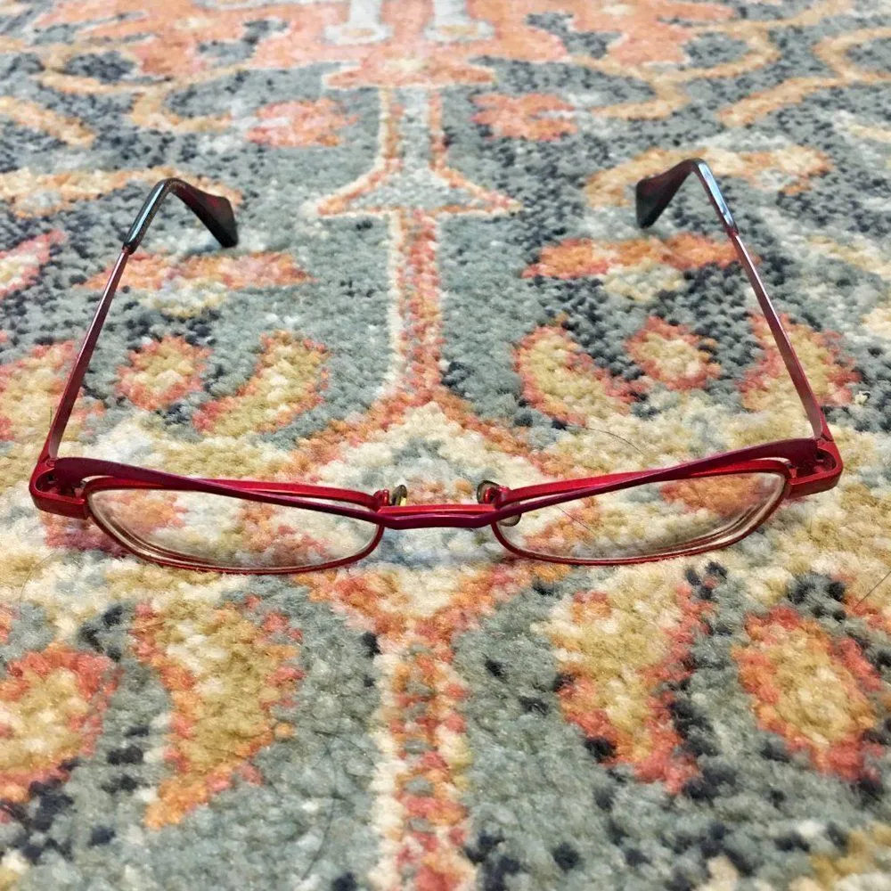 FACE A FACE Pink Red Metal Slim Narrow French Eyeglasses Frame Kiss Early 2000s - Image 4
