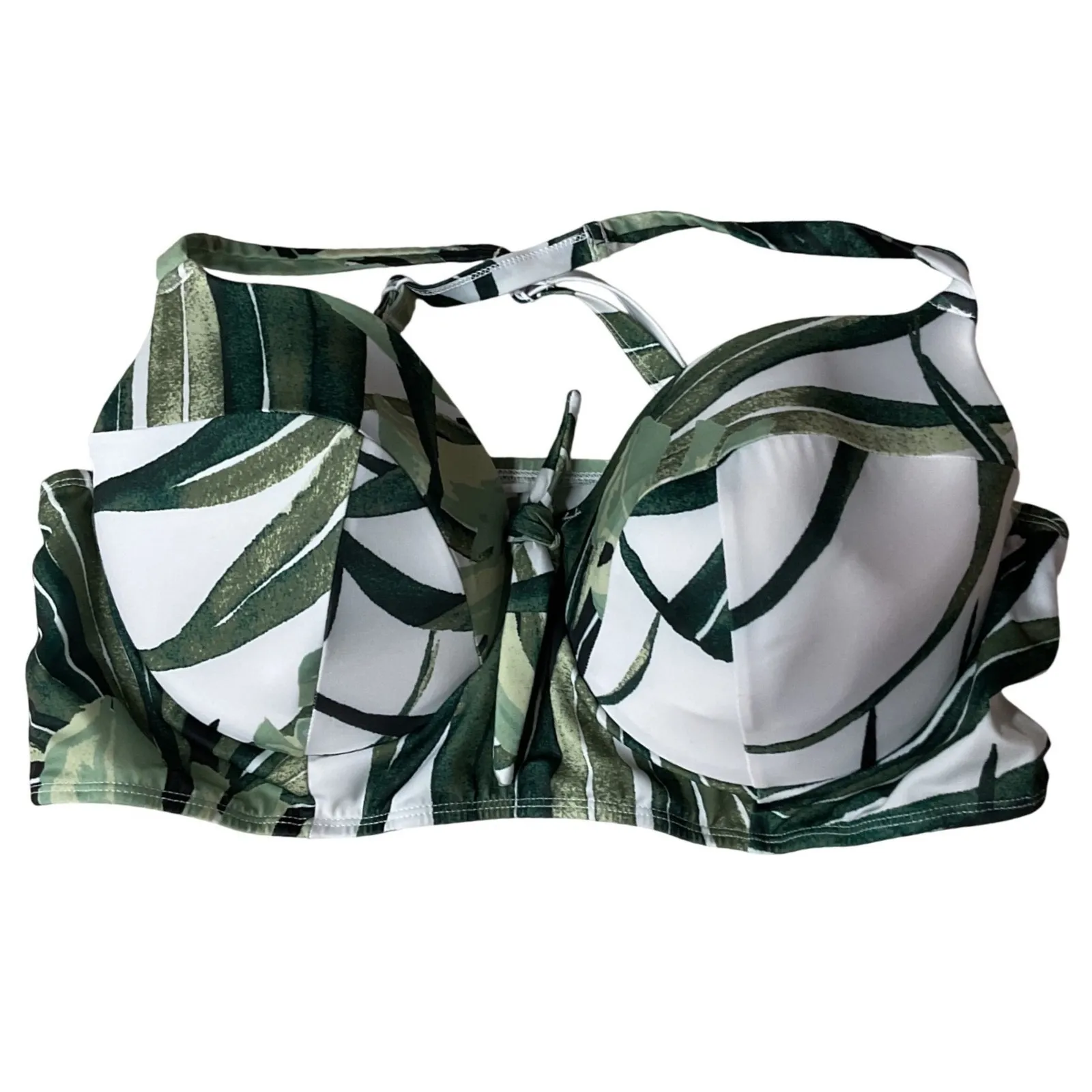 Swim By Cacique Women's Longline Underwire Tie Front Swim Bikini Top Size 42DD Green - Image 2