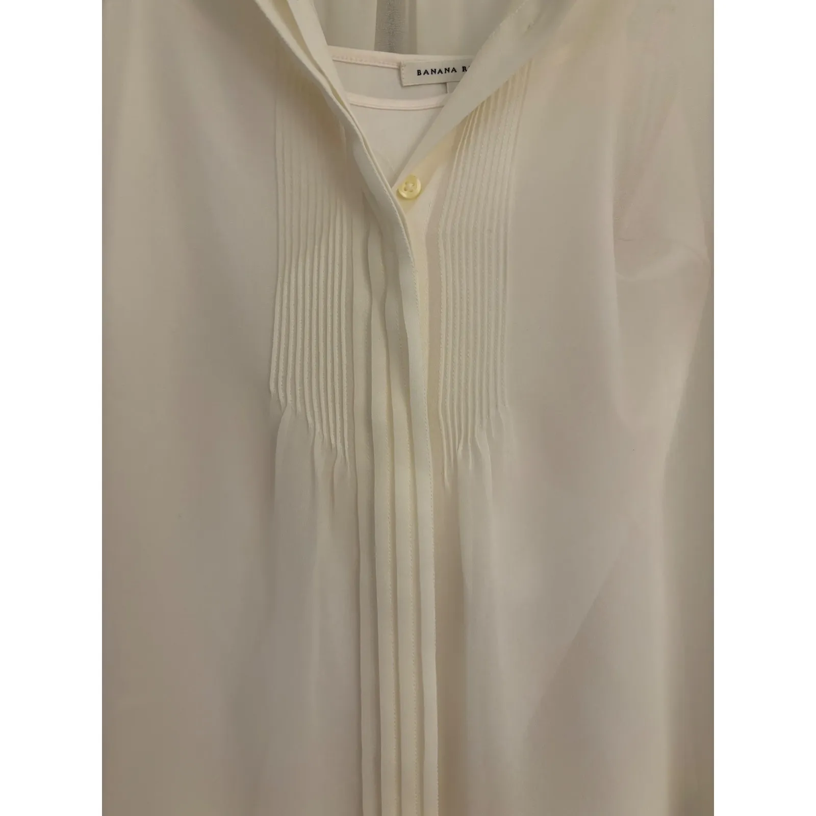 Banana Republic 2-Piece Ivory Blouse & Tank Cami SET Petite Small Sheer Pleat - Image 6
