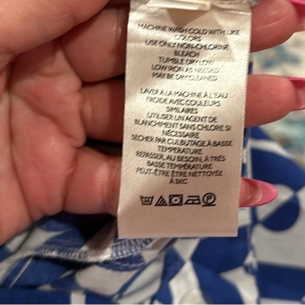 FREE PEOPLE COBALT BLUE WHITE COTTON WIDE LEG HIGH WAIST RISE PANTS 14 - Image 7