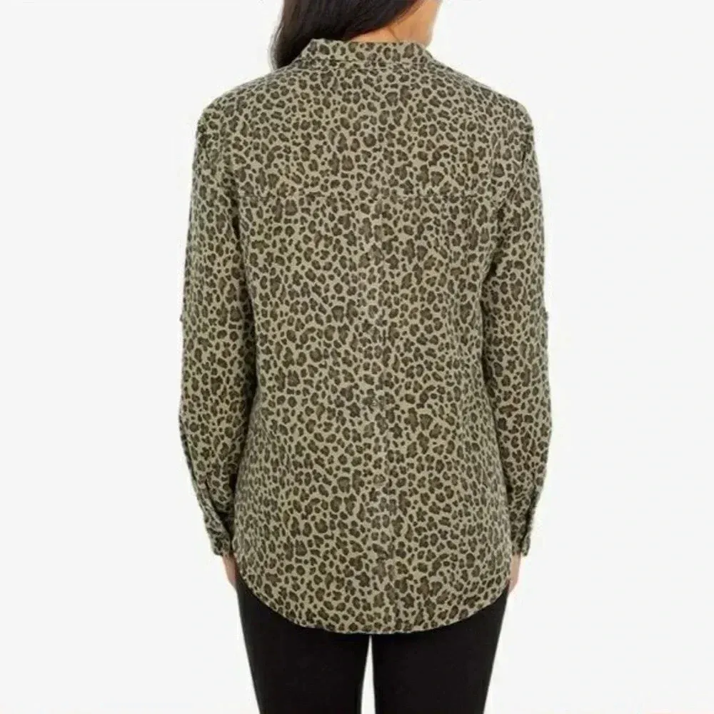 KUT from the Cloth Y2K green/black animal print button down fall top - Image 2