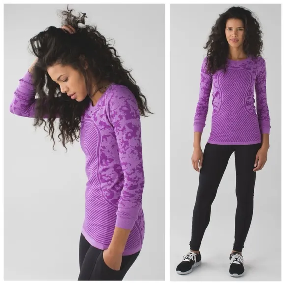 Lululemon Swiftly Tech Long Sleeve Crew, Heathered Tender Violet Purple sz. 6 - Image 2
