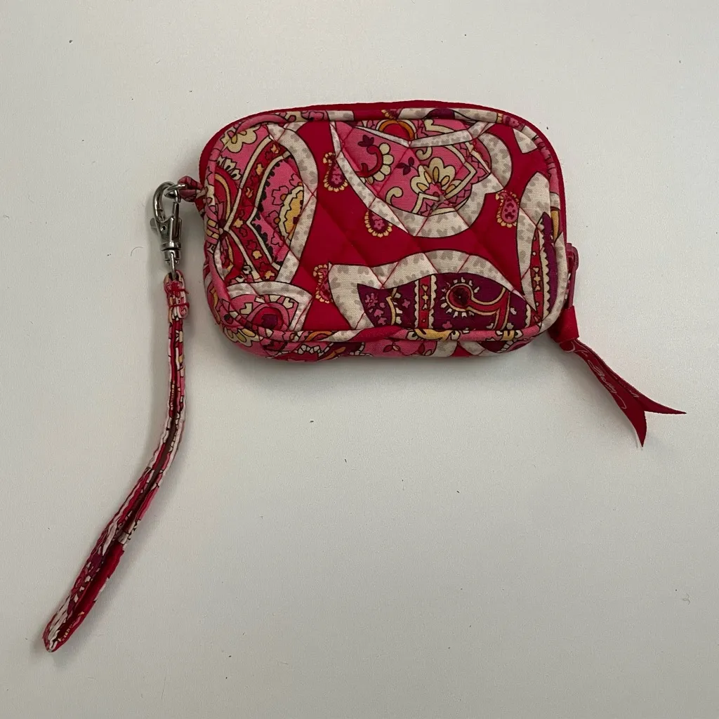 Vera Bradley Pouch Rosie Posie Tech Case Wristlet Cards Floral Pink Red Retired - Image 3