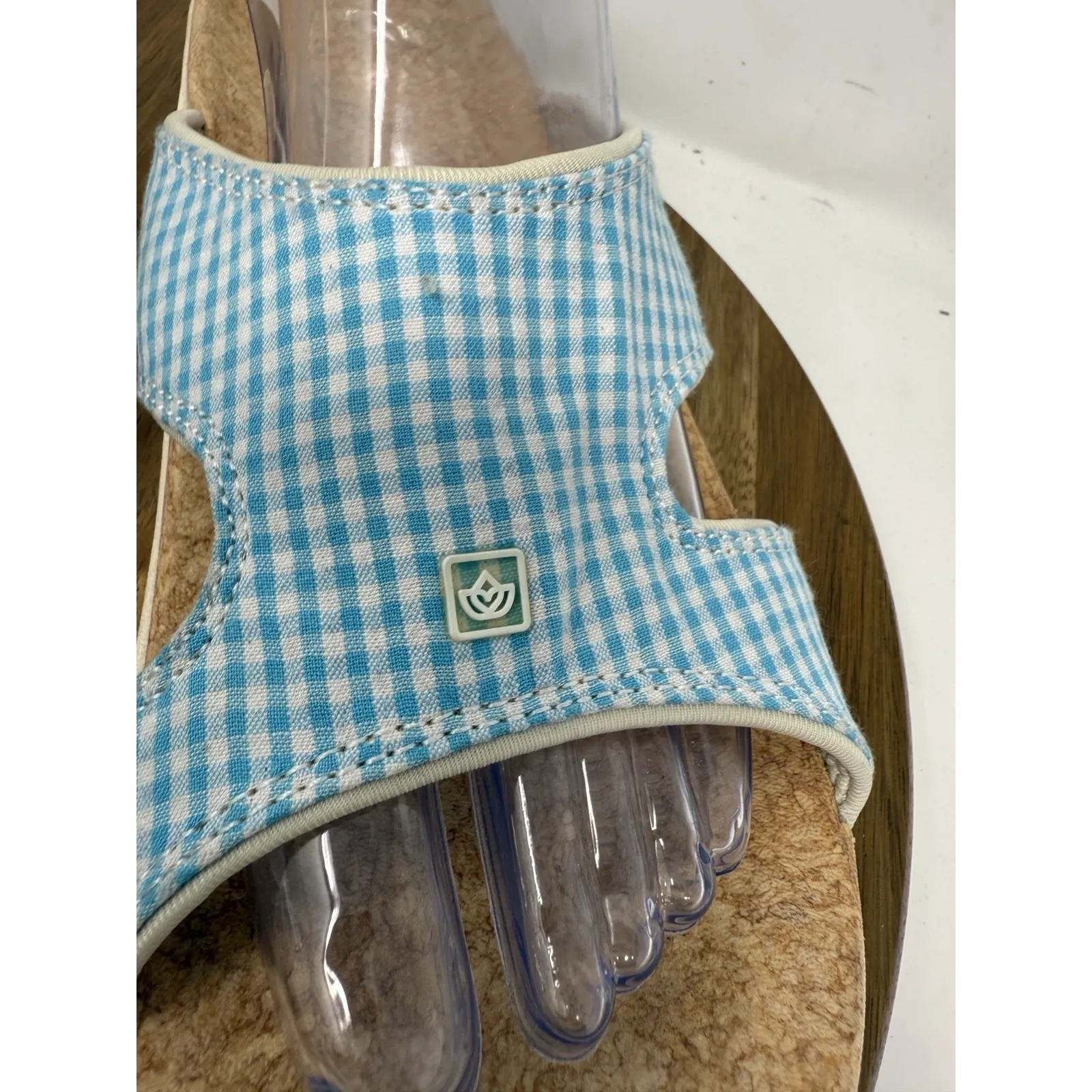 Spenco Womens Kholo Slide‎ Comfort Sandal Blue Gingham Size 11 Total Support - Image 8