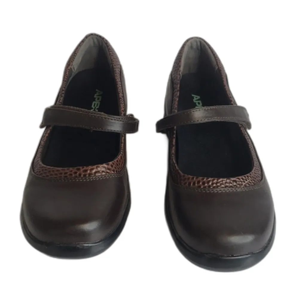 Apex Julia Brown Leather Snake Print Mary Jane Shoes Womens Size 8.5 XW - Image 3