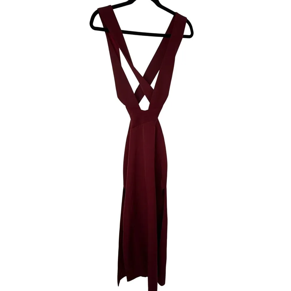 Fame & Partners Formal Dress Women 4 Burgundy Plunge Cutout Slit Maxi Gown - Image 4