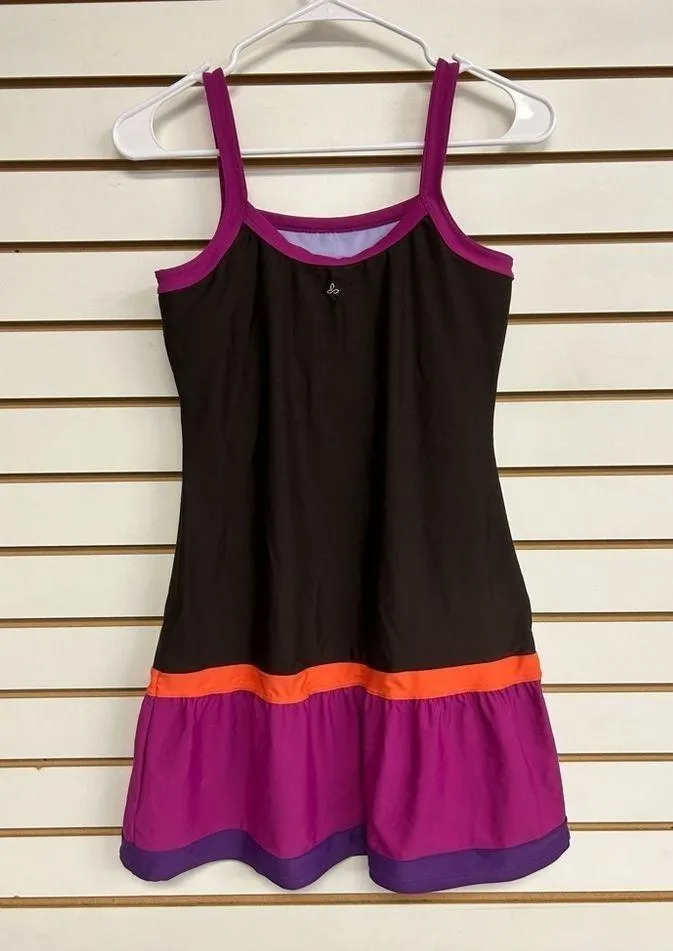 Prana Synergy Cover-Up Dress w/Built-In Shelf Bra Brown Pink Purple Size XS NWT - Image 3