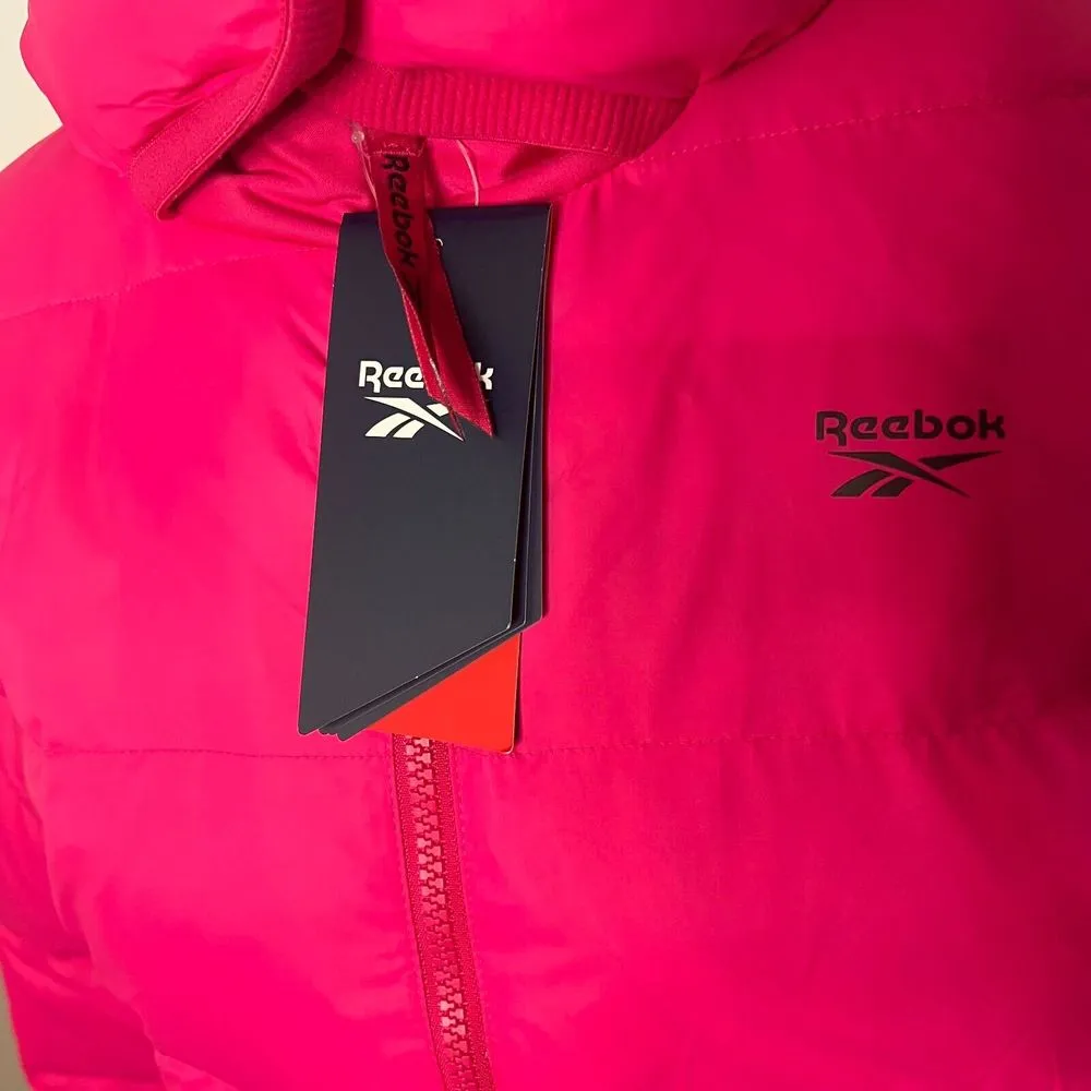 Reebok‎ Womens Down Jacket S Pink Puffer Long Sleeve Hoodie Outdoor NWT - Image 8