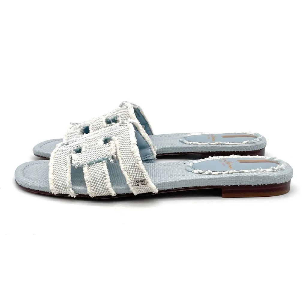 Sam Edelman Bay Fray Slide Sandals Size 9 Robin Egg Blue Fabric Logo Slides - Image 2