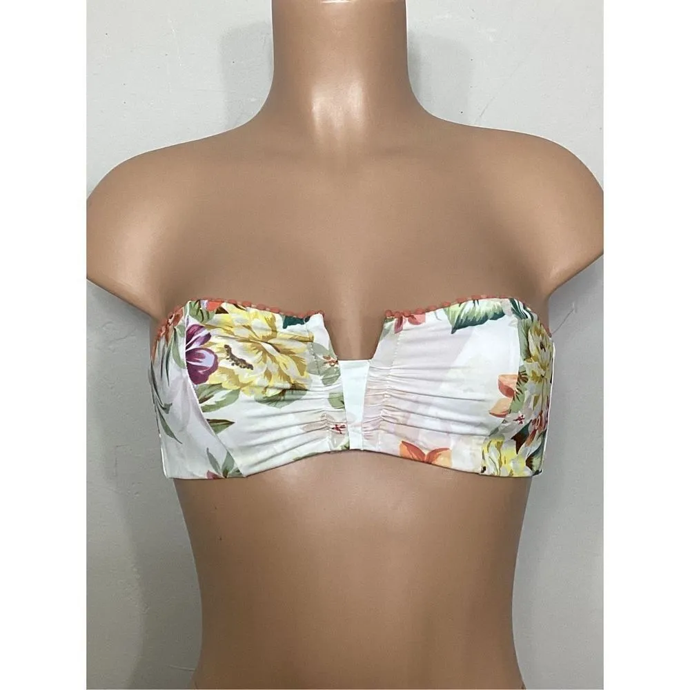 New. Isabella Rose floral bandeau bikini top. Retails $80. Small White - Image 5