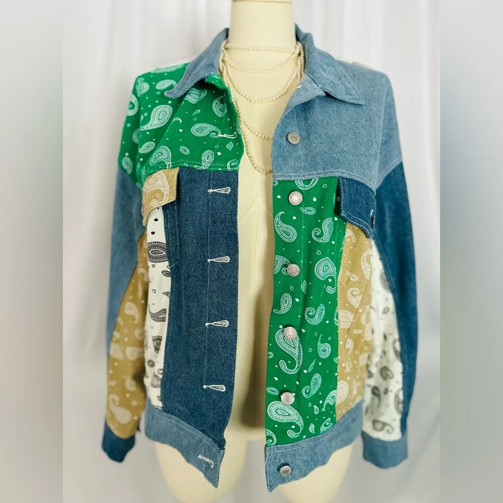 Signature8 Paisley Patchwork Denim Jacket (682) - Image 12