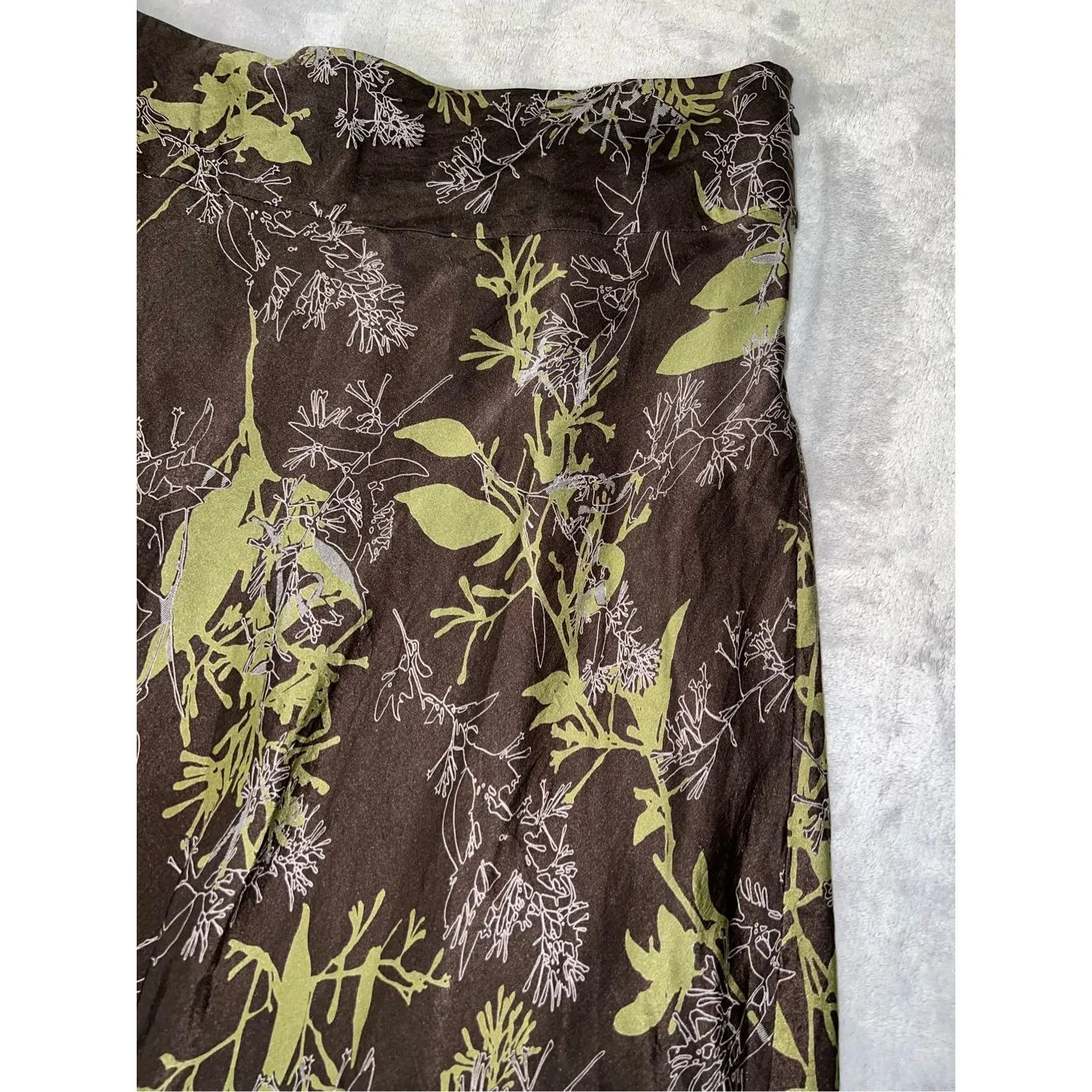 Women’s Brown/Green SILK MIDI/Knee Skirt 16 Forest Nymph Fairy Cottagecore - Image 3