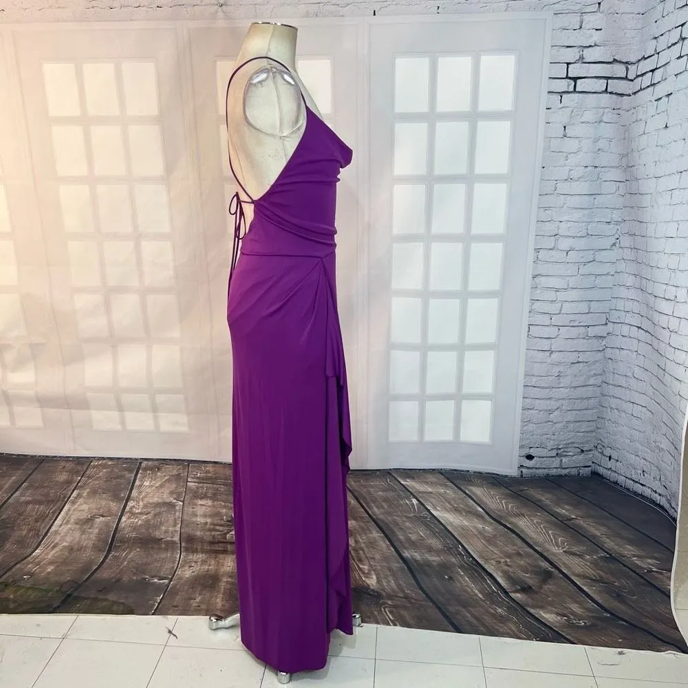 Bcbgmaxazria hedi dark orchid front slit gown size small - Image 8