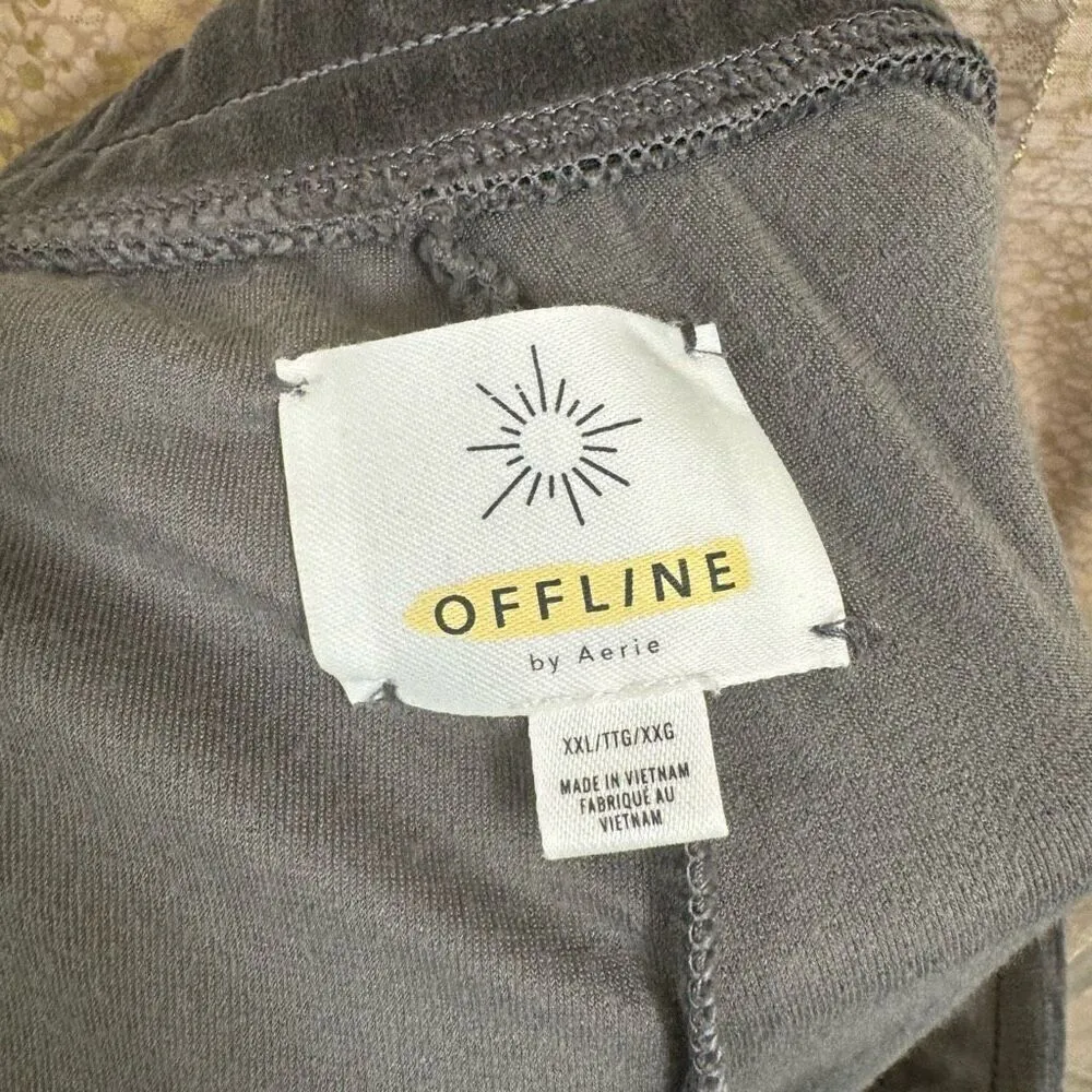 Aerie OFFLINE Gray Velour After Party Cozy Lounge Jogger Pants XXL - Image 3