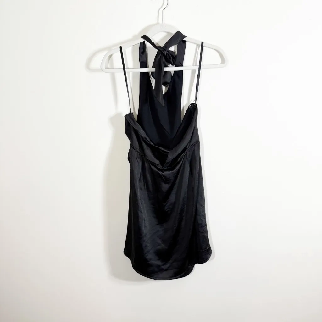 NWT Selfie Leslie Sonoma Halterneck Faux Wrap Twist Back Mini Dress Black Large - Image 4