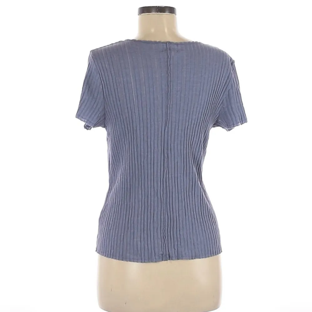 Project Social T x Urban Outfitters Blue Short Sleeve Ribbed V-Neck Tee - Image 2