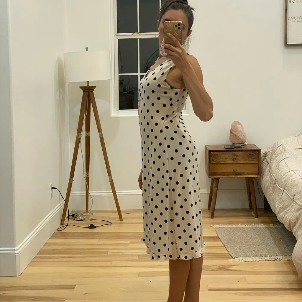 Vintage Spiegel sz S Cream and black polka dot dress #polkadot - Image 2