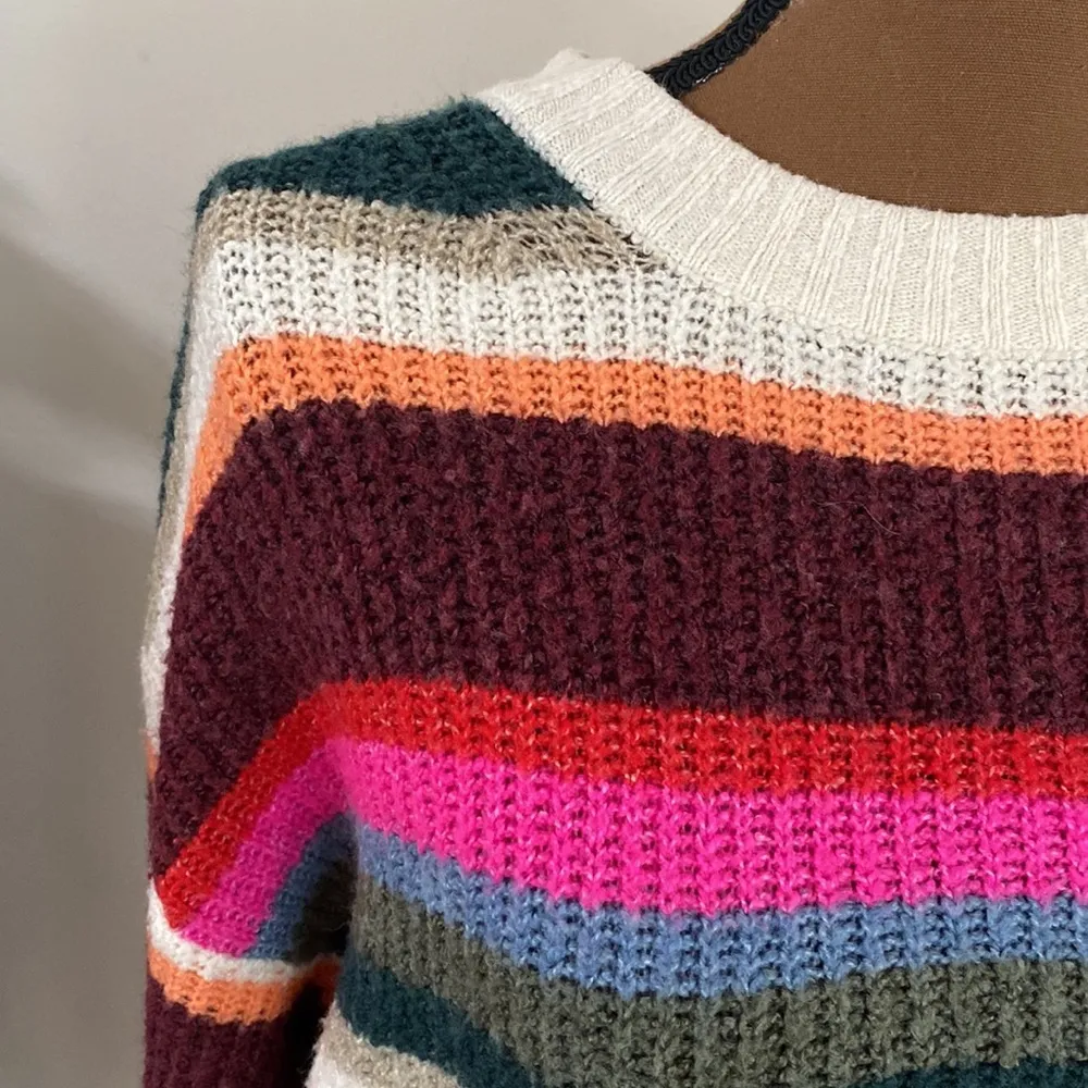 American Eagle plush knit ribbed striped cropped sweater size XS - Image 84