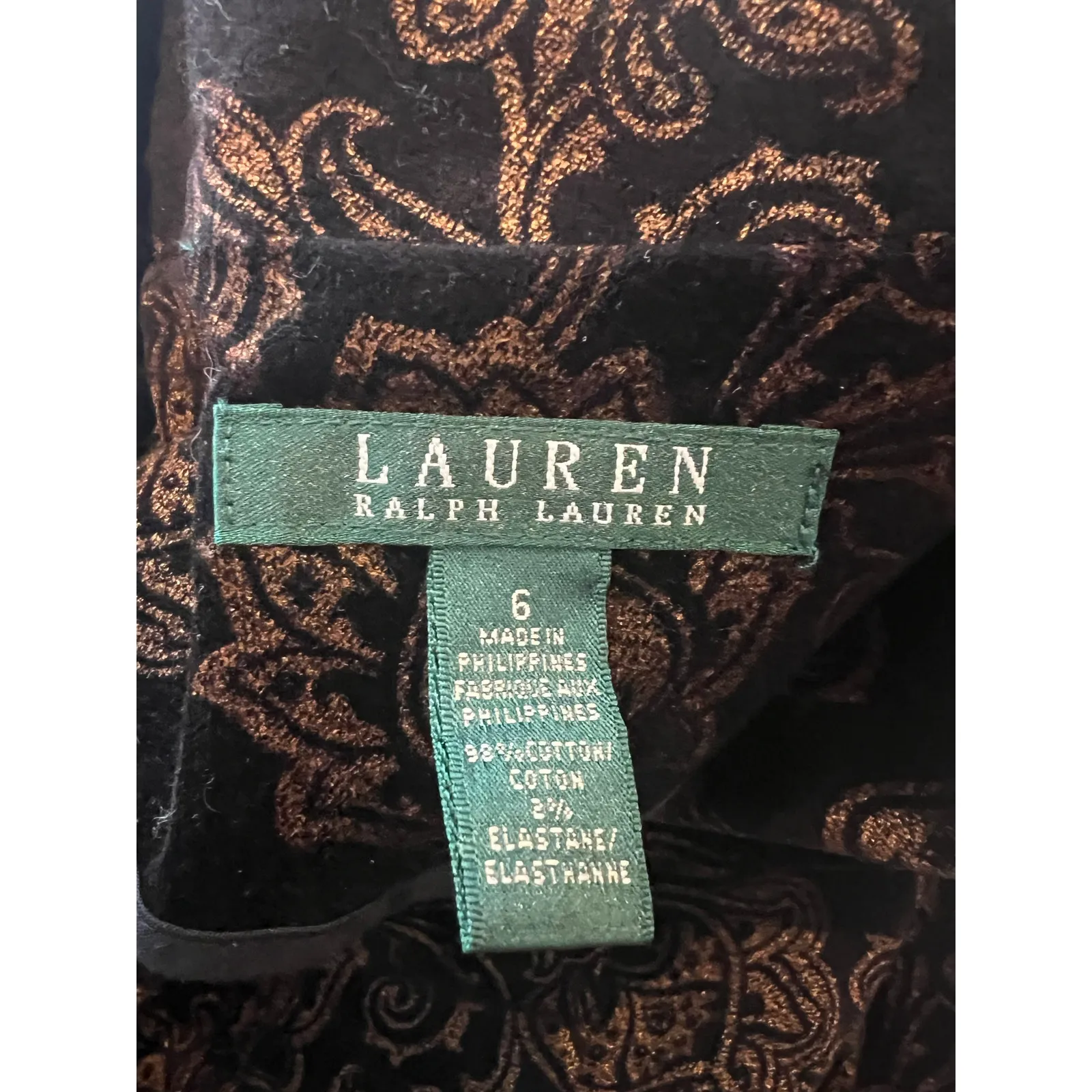Lauren Ralph Lauren Stretch Velvet Floral Blazer 6 Jacket Black Gold $199 NYE - Image 5