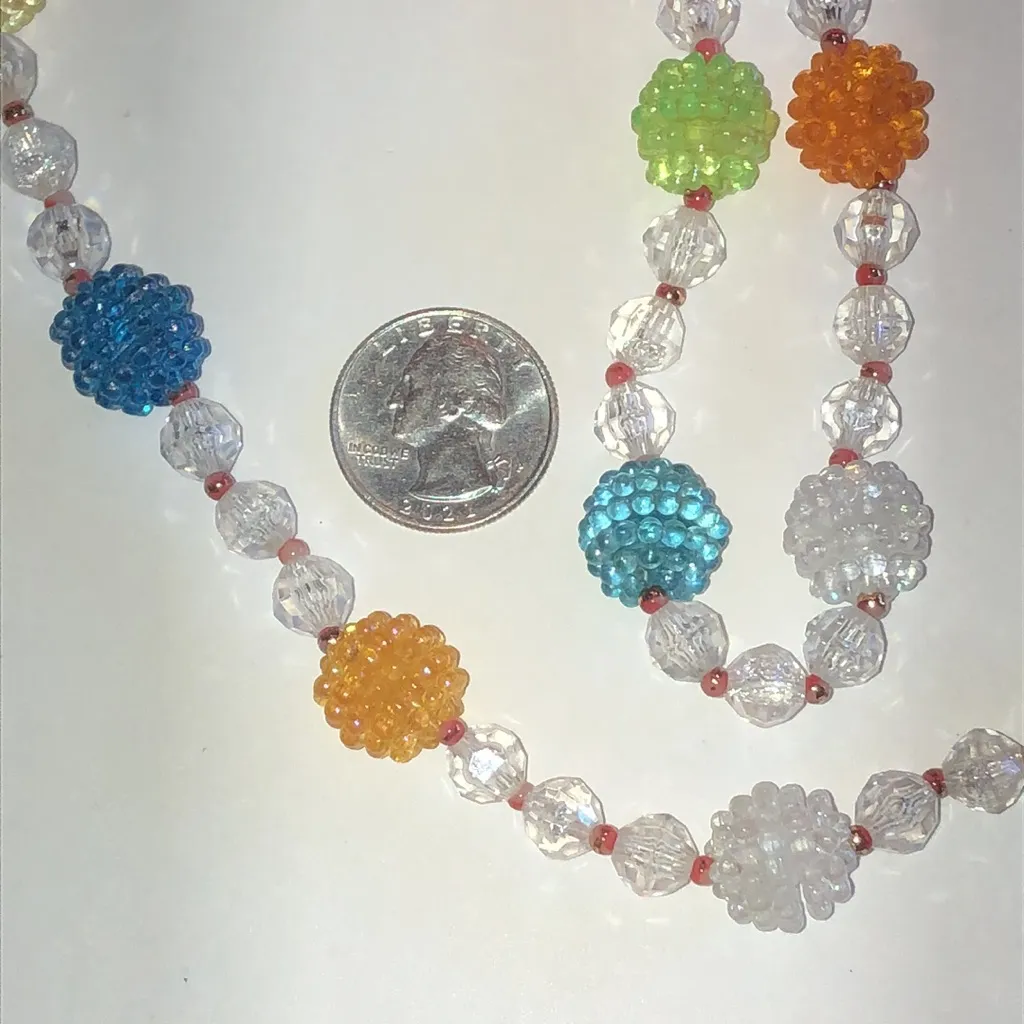 Colorful Retro Boho Vintage Beaded Necklace Pink - Image 3