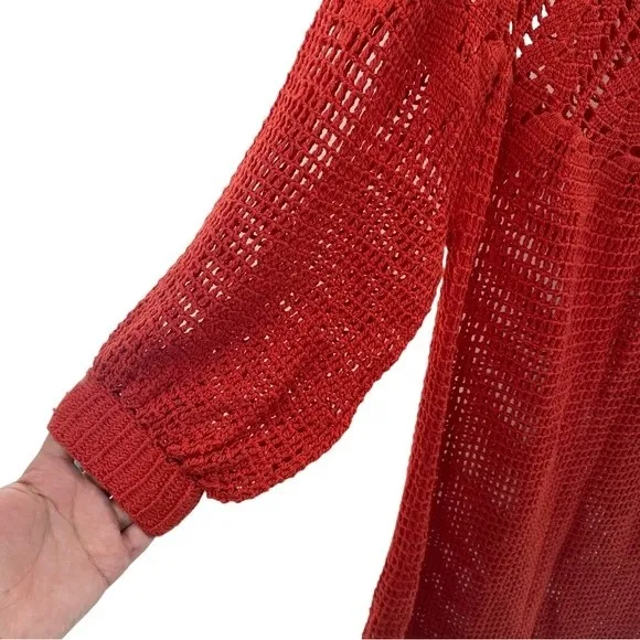 Anthropologie Korovilas Size M‎ Crochet Beach Mini Dress Red Orange New - Image 8