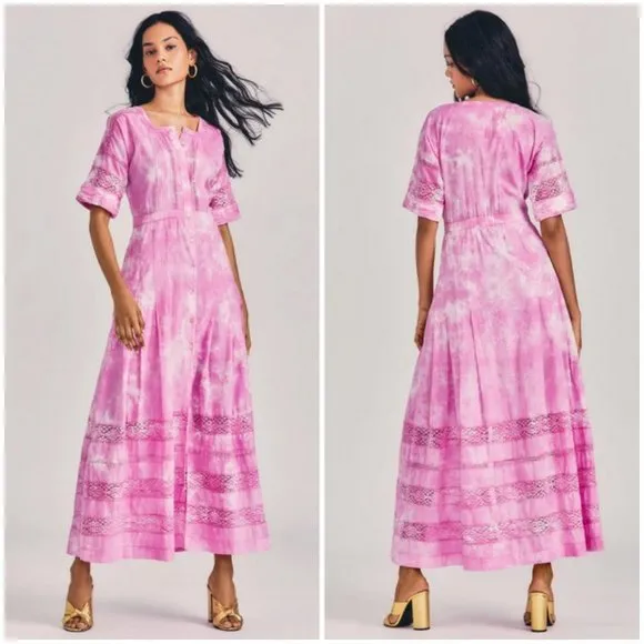 💕LOVESHACKFANCY💕 Edie Midi Dress ~ Begonia Hand Dye Medium M NWT - Image 2