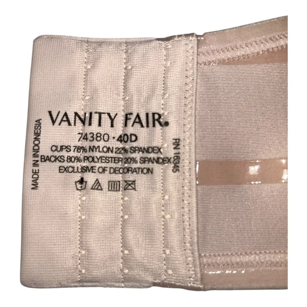 Vanity Fair Lingerie® Beauty Nude Strapless Full Figure Underwire Bra 40D NEW - Image 10