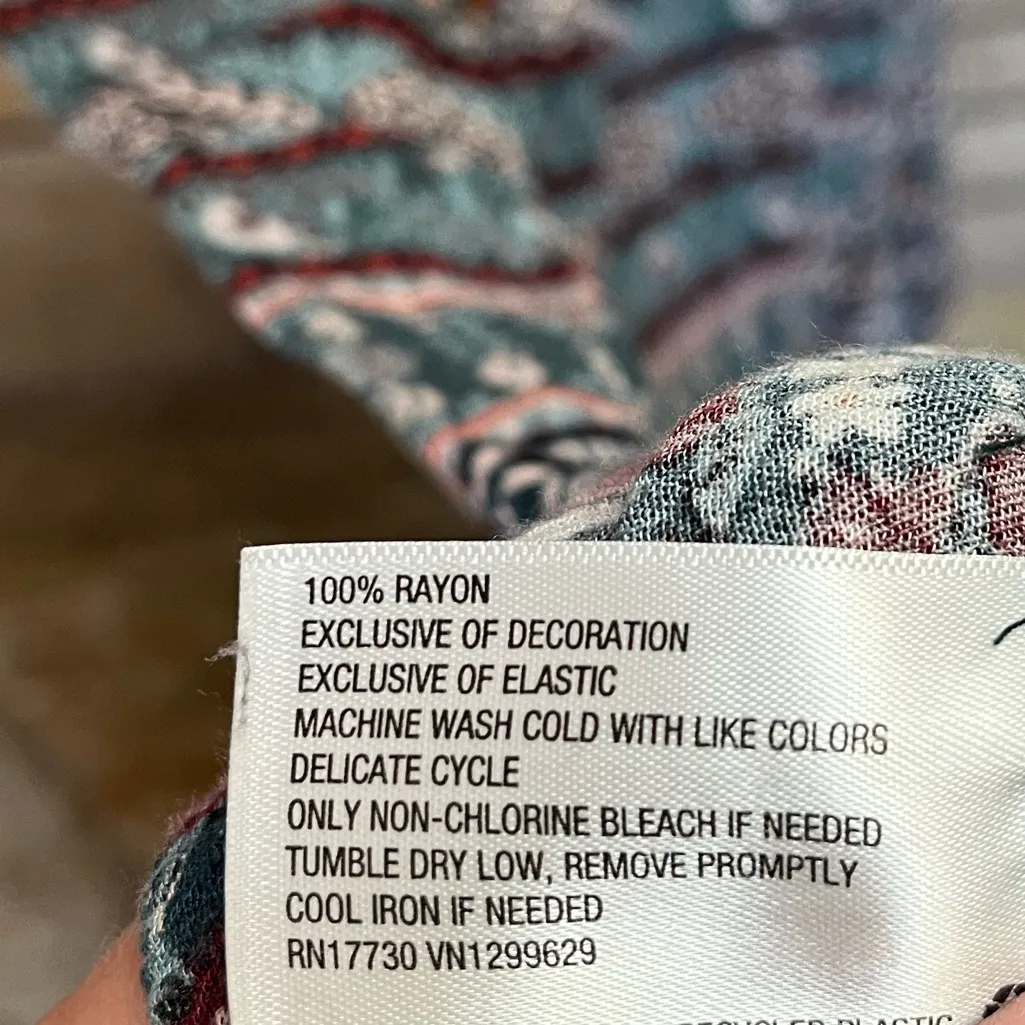 Knox Rose Long Sleeve Smocked Dress Green Floral Print Boho tassel Small - Image 7