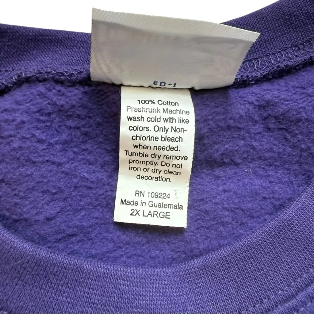 Vintage Y2K Coquette Kitty Cat Gardening Embroidered Sweatshirt Size 2XL Purple - Image 4