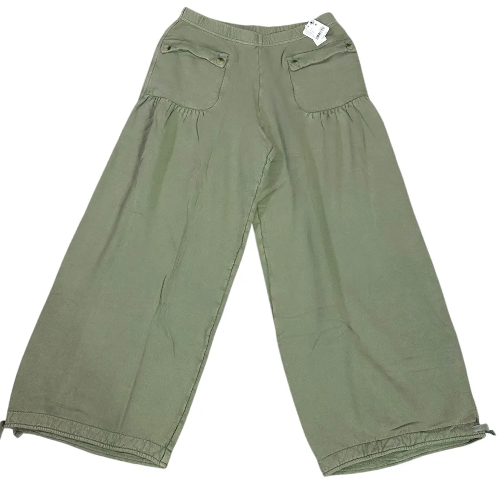 Free People FP One Bohemian Wide Leg Barrel Arden Knit Pants Sage Green Large - Image 8