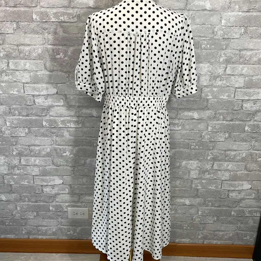 Ellison Black and White Polka Dot Midi Dress - Image 4