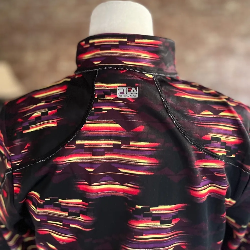 Fila Black Multi Space Dye Pullover Athletic Quarter Zip Jacket M - Image 10