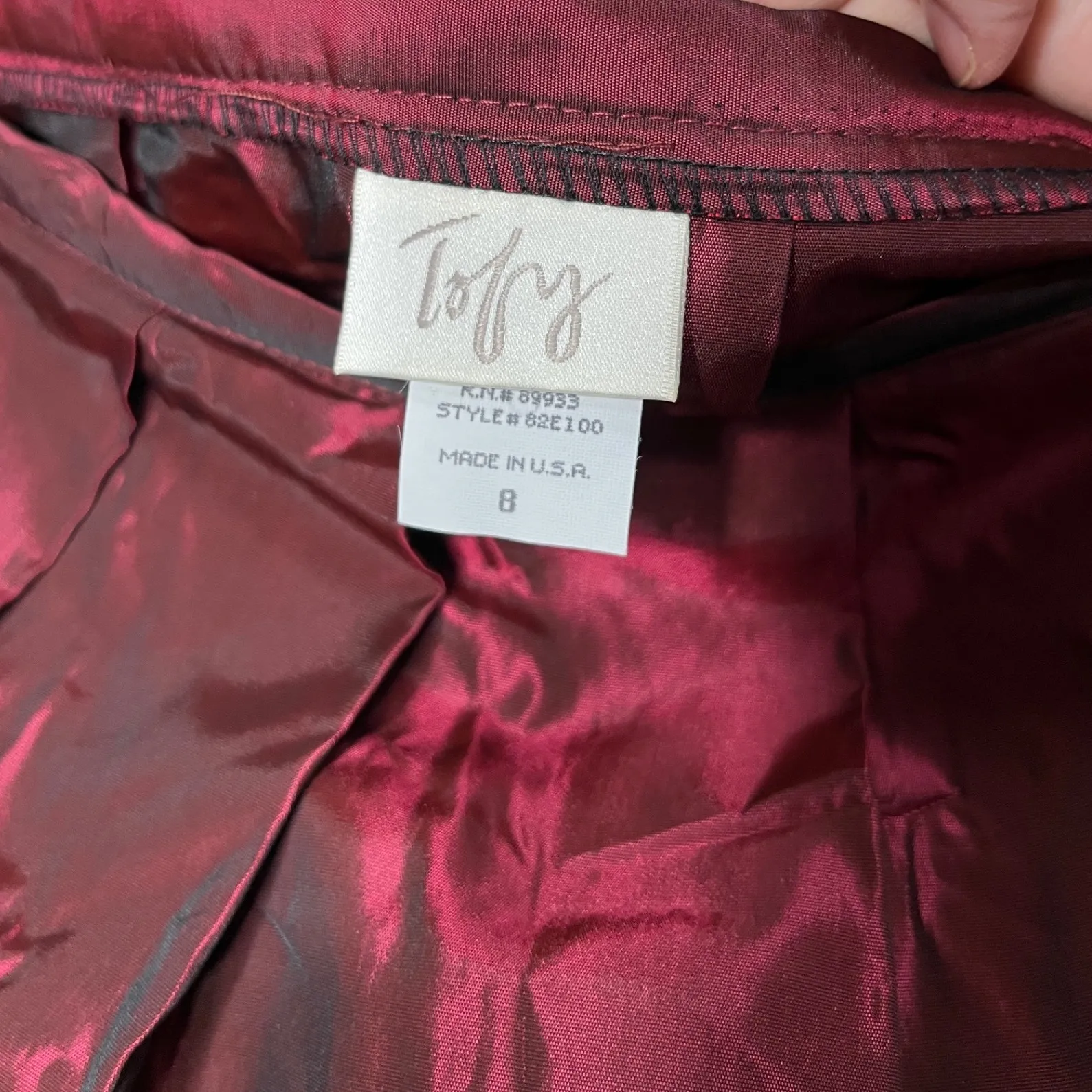 NWT Vintage Tofy Burgundy Maxi Skirt Pleated Long Evening Formal Womens 8 Red - Image 6