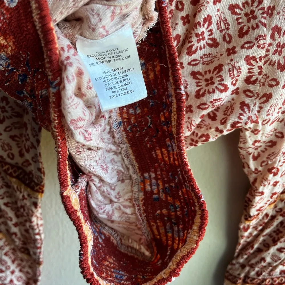 Tribal floral print long sleeve crop top - Image 5