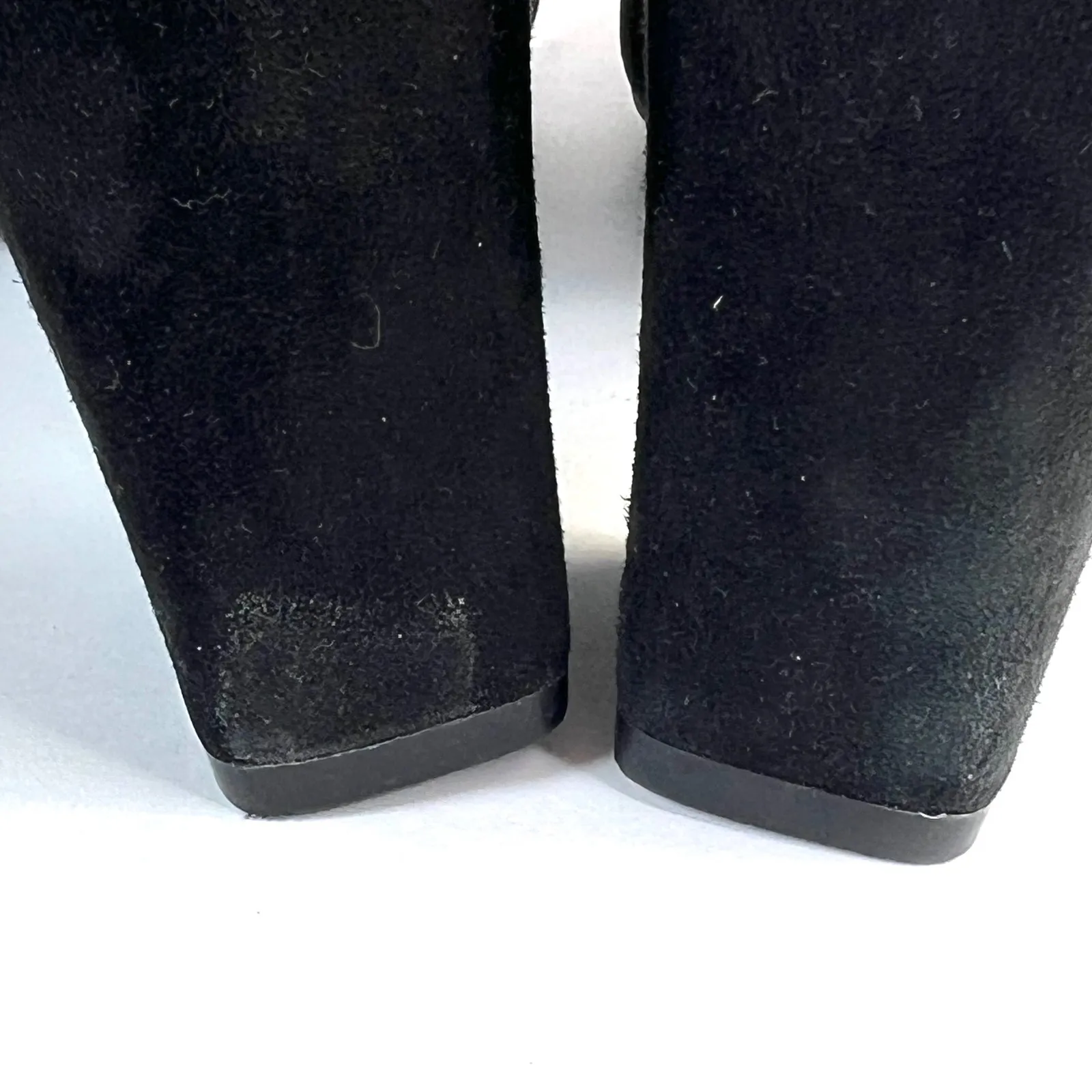 Steve Madden Richter Black Suede Sock Ankle Boots Block Heel Pointed Women Sz 8 - Image 8