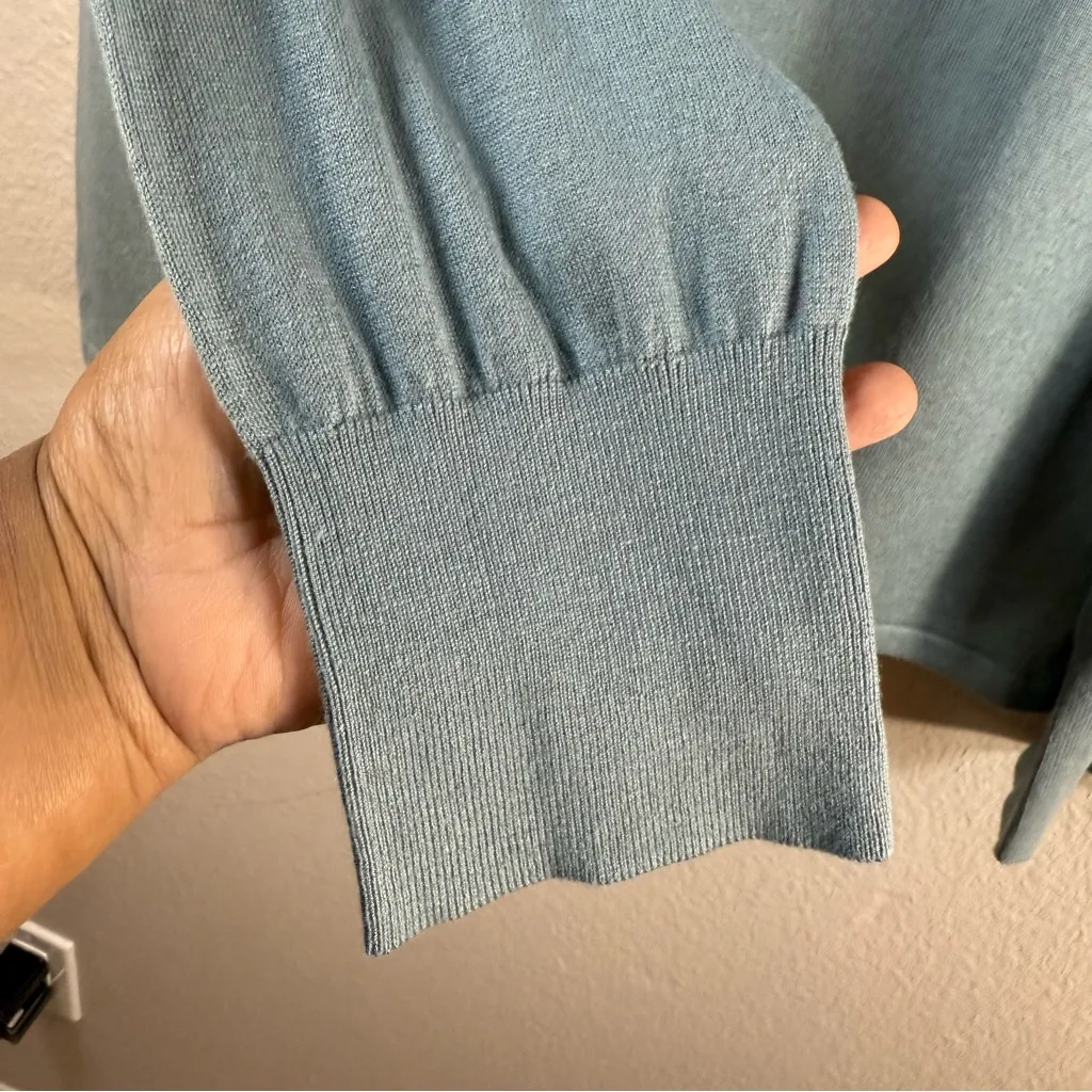 Pamela Dennis Light Blue Turtleneck Sweater SZ:L Green Size L - Image 3