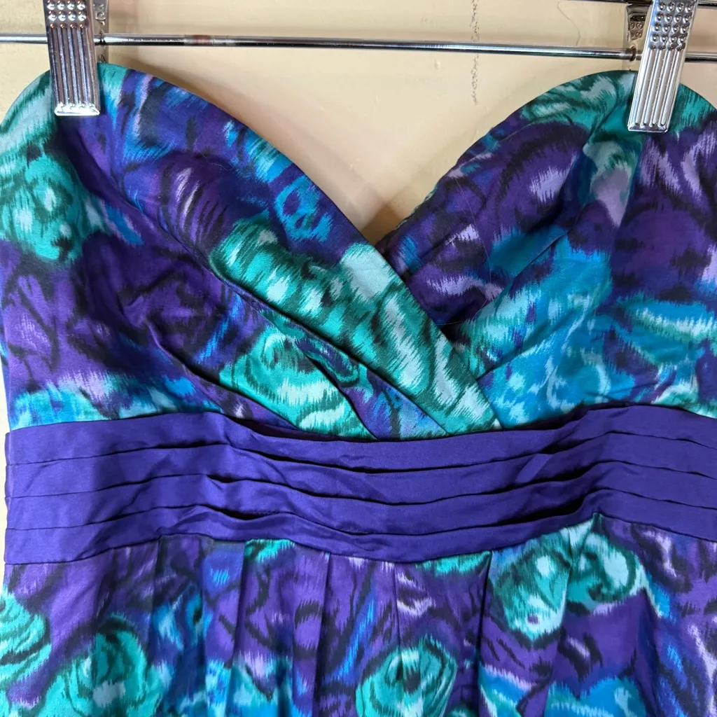 Moulinette Soeurs Strapless Size 4‎ Purple and blue/green floral dress Anthro - Image 2