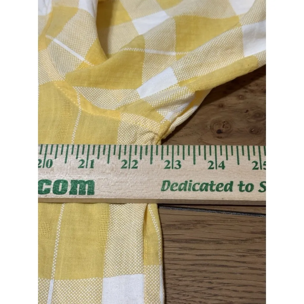 Lior Paris Women Top L Yellow Check Button Up Preppy Coastal‎ Beach Lightweight Size L - Image 5