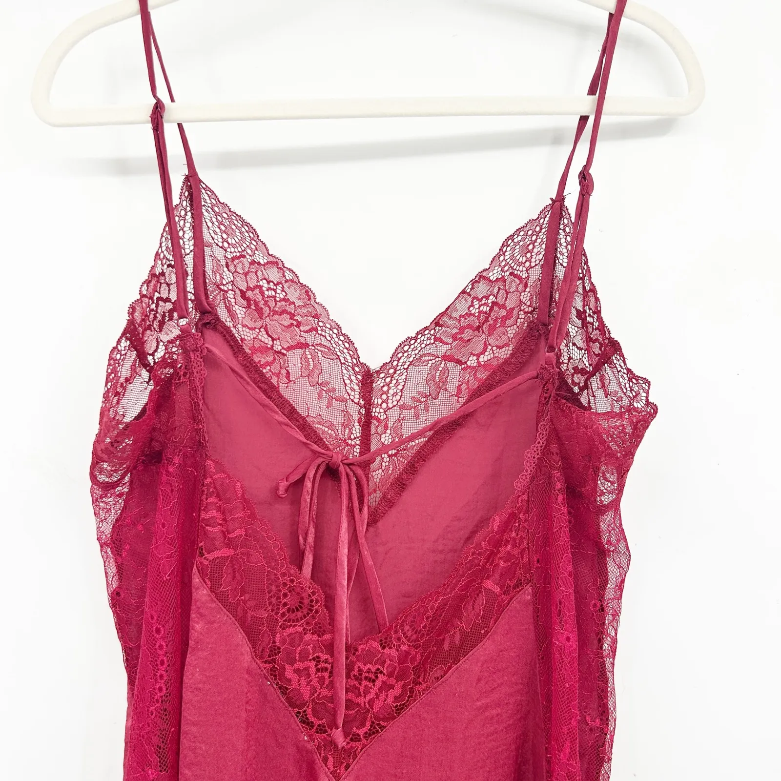 In Bloom by Jonquil Coquette Wait Until Dark Lace Trim Chemise Slip Dress Size L Red Size L - Image 8
