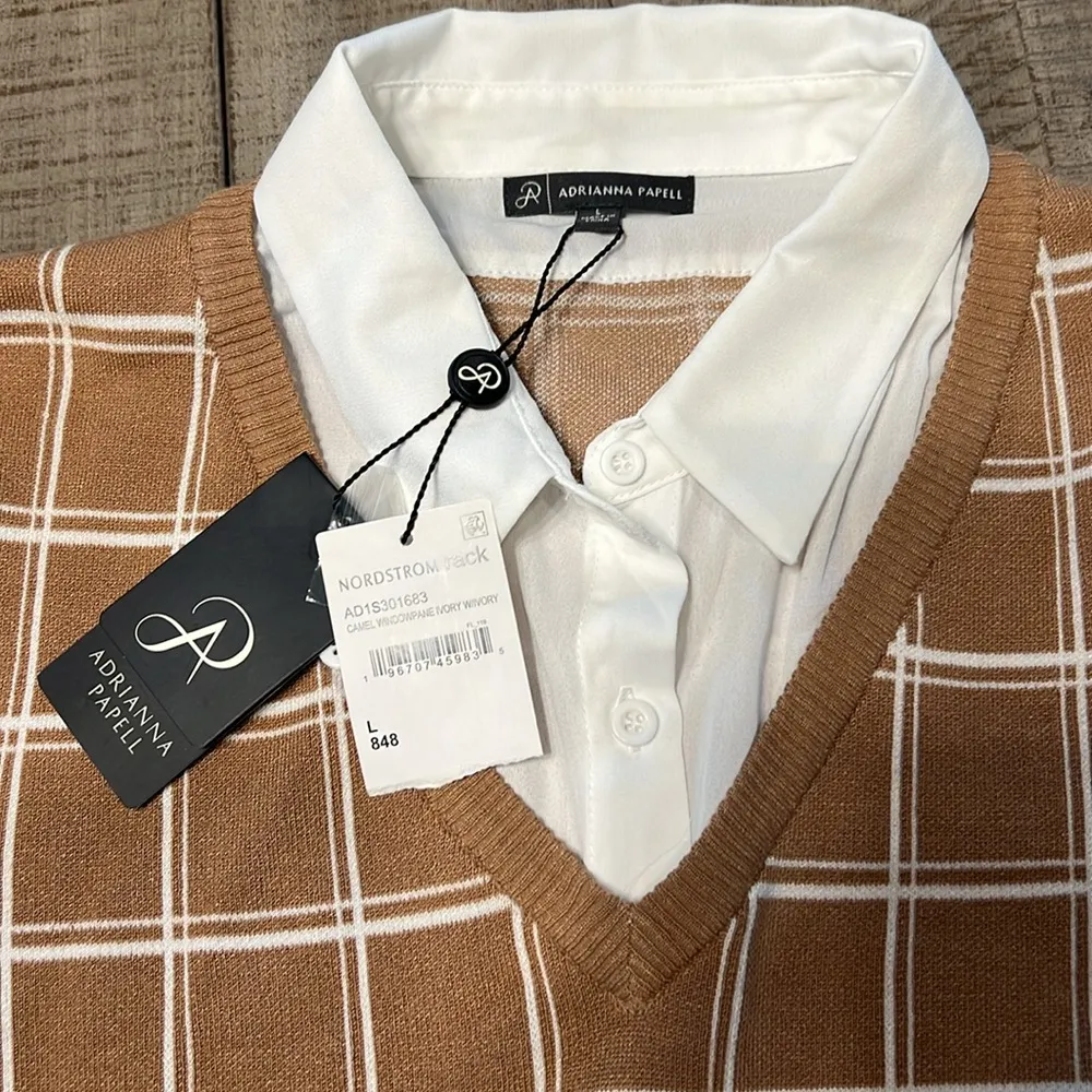 Adrianna Papell NWT camel/ivory sweater - Image 2