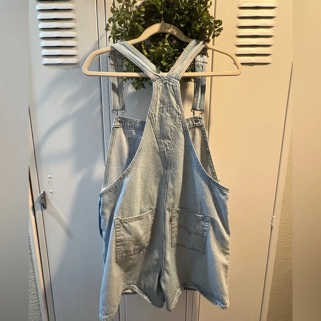 Levis Premium Shortall Clean Sweep Vintage Denim Blue overalls Shorts M - Image 3