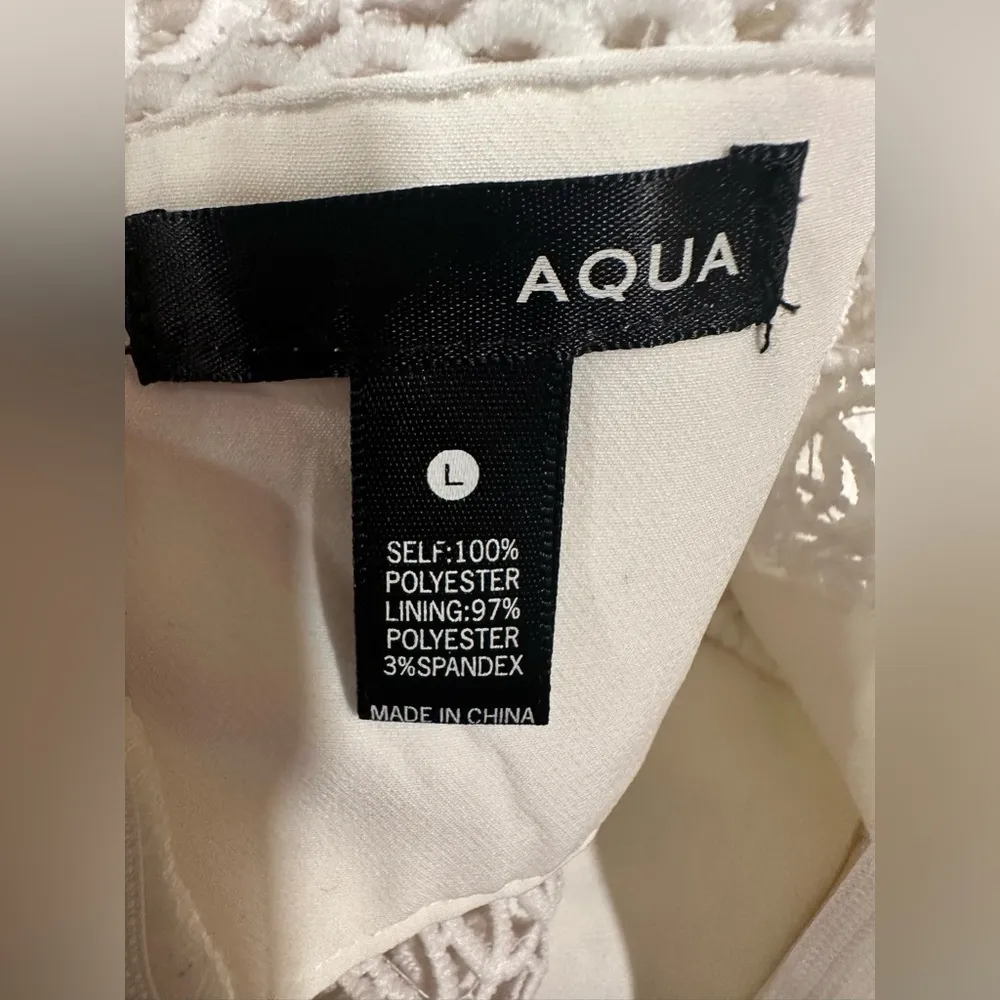 EUC Aqua white lace stretch mini dress with pullon string front - Image 10