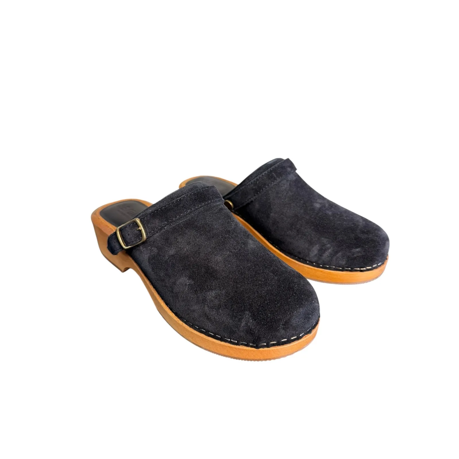 RE/DONE  NIB 70s Classic Leather Clogs in Black Suede Size 40 - Image 6