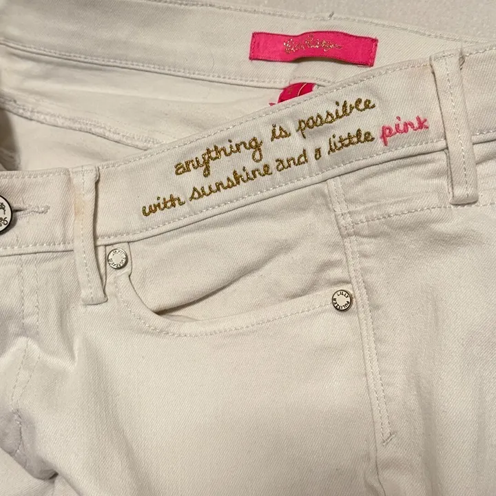 Lilly Pulitzer South Ocean Jeans Sz 2 Frayed Raw Hem Preppy Y2K - Image 6