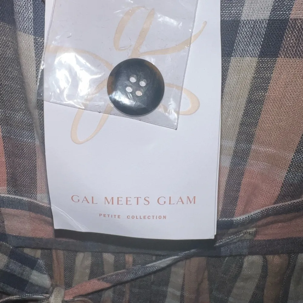 GAL Mets GLAM NWT Madras Plaid Check Linen Blend Dress Size 10P - Image 9