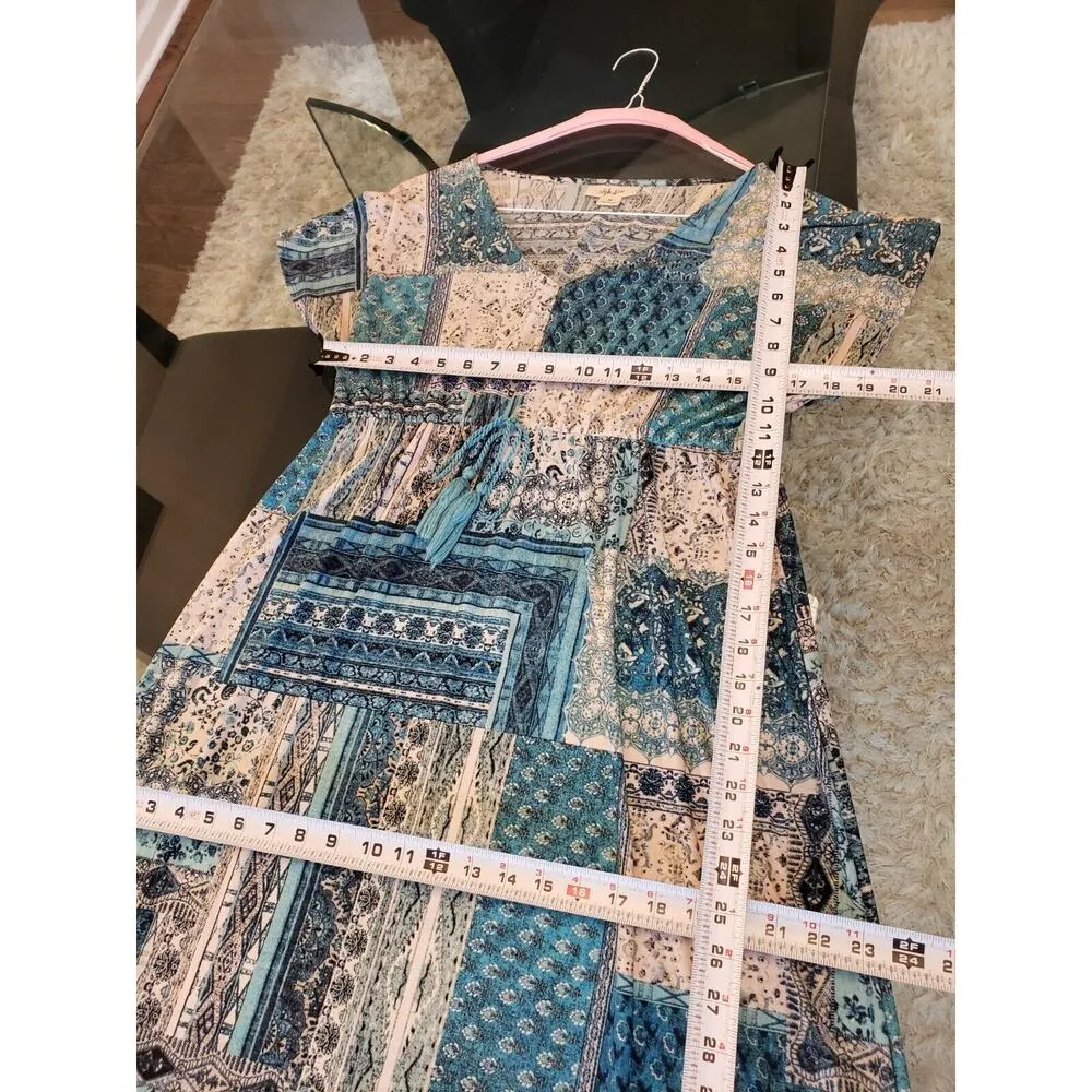 Style & Co. Women's Multicolor Tie Waist V Neck Short Sleeve Long Maxi Dress M - Image 11