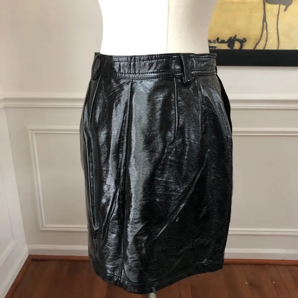 Silence + Noise UO Faux Patent Leather Zip Skirt S - Image 7