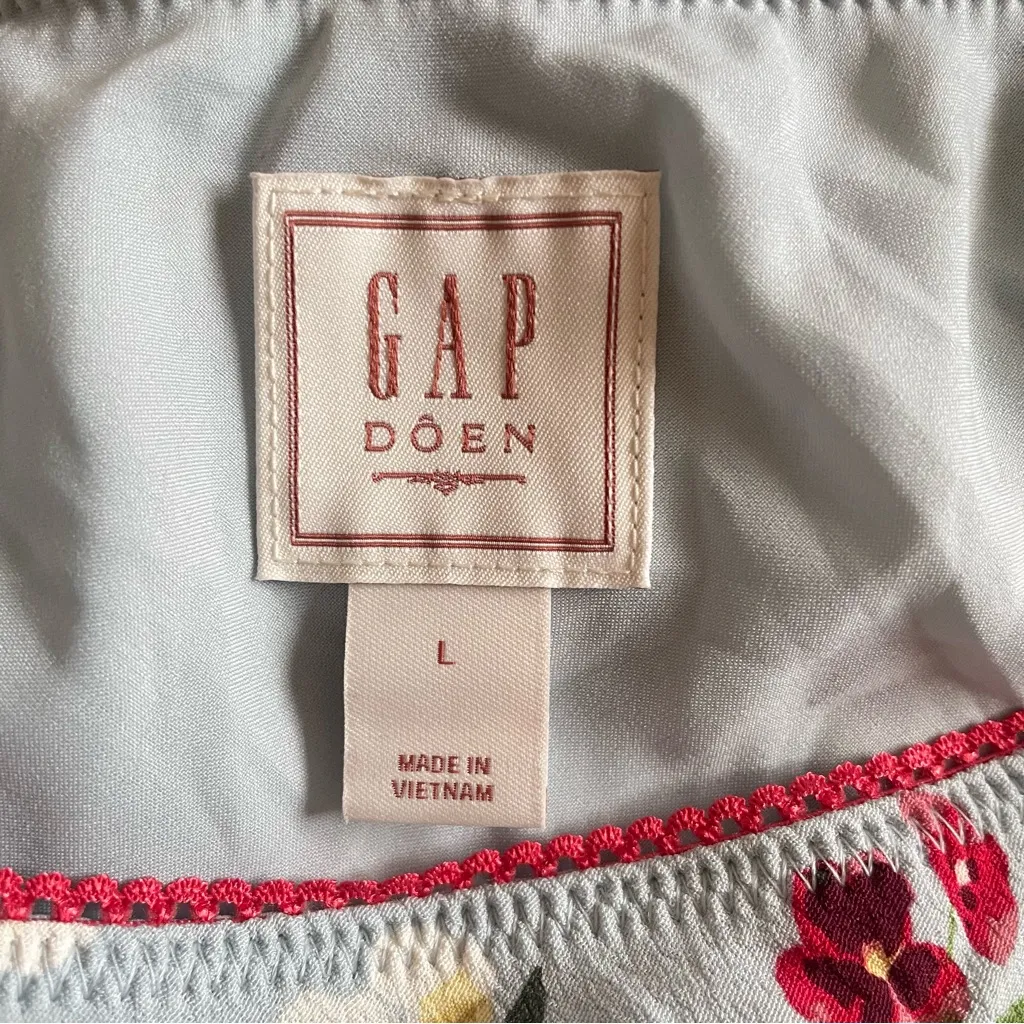 Doen x Gap Floral Midi Slip Skirt in Dublin Blue Size Large - Image 4